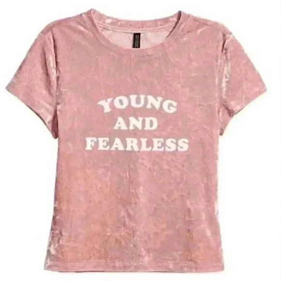 H&M Young and Fearless Pink Crushed Velvet crop Top medium Y2K velour - Picture 3 of 8